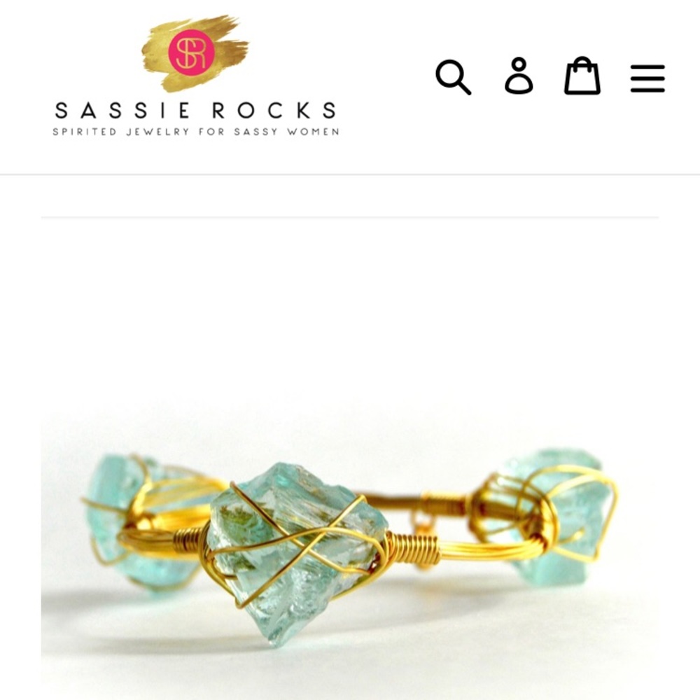 Sassy Rocks SASSIELUXE Aqua Quartz Bangle Bracelet